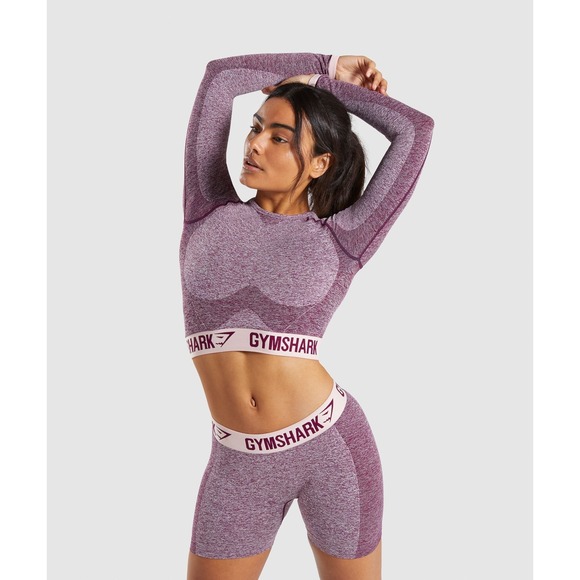 Gymshark Tops - Gymshark | Flex Long Sleeve Crop Top Maroon Workout Gym Seamless